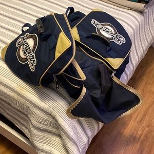 Authentic Milwaukee Brewers travel bag. Pretty much it’s a giant duffle bag.